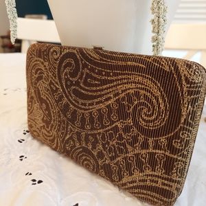 1930's Style Gold & Brown Clutch